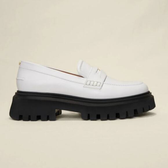 Maje White Leather Chunky Platform Lug Sole Loafers Clover Detail EU 40 / US 9 - Picture 3 of 15